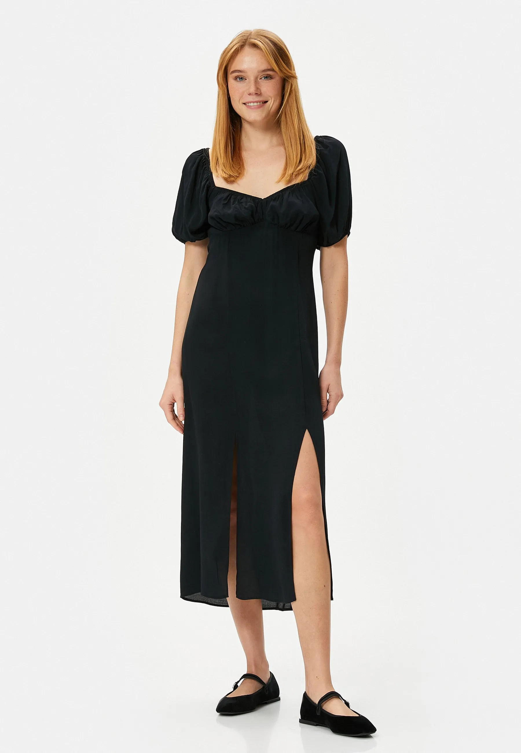 SLIT DETAIL PUFF SLEEVE MIDI  - Vestito estivo