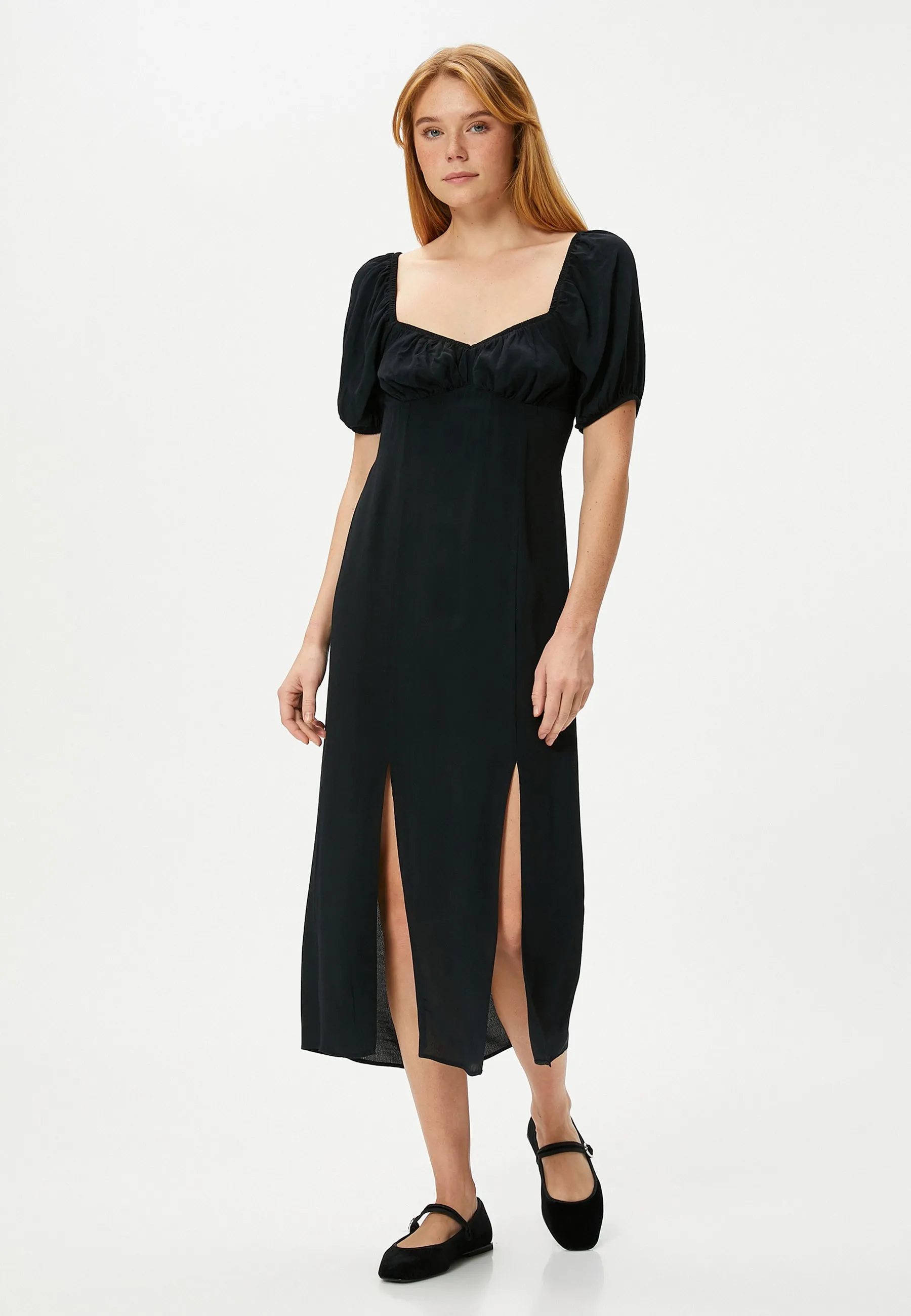 SLIT DETAIL PUFF SLEEVE MIDI  - Vestito estivo