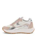 Sneakers Voile Blanche FLOWEE 02 in camoscio e nylon bianco e rosa