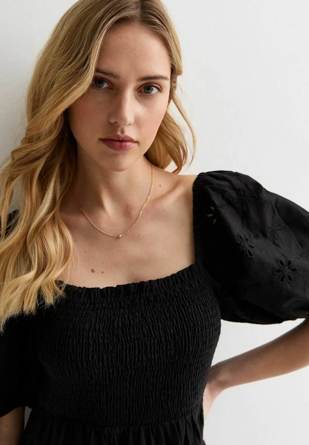 SQUARE NECK PUFF SLEEVE MIDI  - Vestito estivo