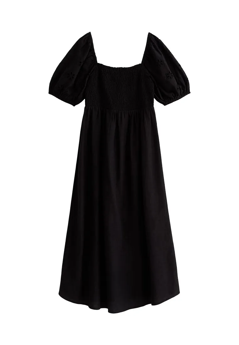 SQUARE NECK PUFF SLEEVE MIDI  - Vestito estivo