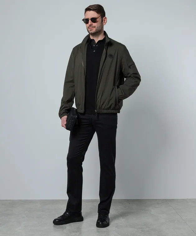 Stefano Ricci Giacca a vento verde con stemma logo M6J4100010PL001H