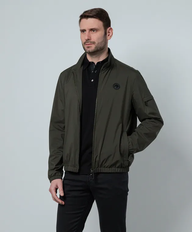 Stefano Ricci Giacca a vento verde con stemma logo M6J4100010PL001H