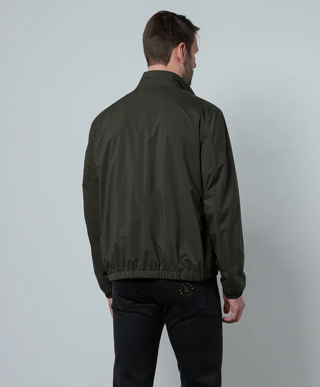 Stefano Ricci Giacca a vento verde con stemma logo M6J4100010PL001H