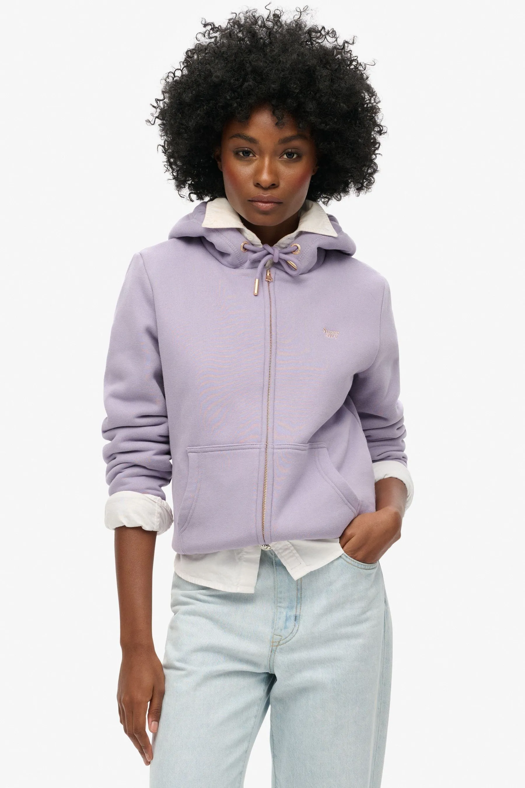 Superdry Essential - Felpa con cappuccio, zip e fodera in sherpa    