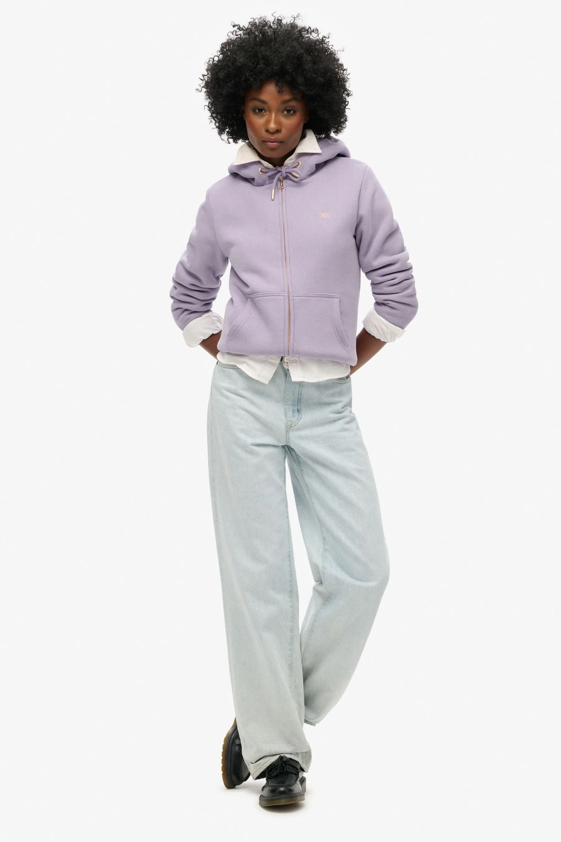 Superdry Essential - Felpa con cappuccio, zip e fodera in sherpa    