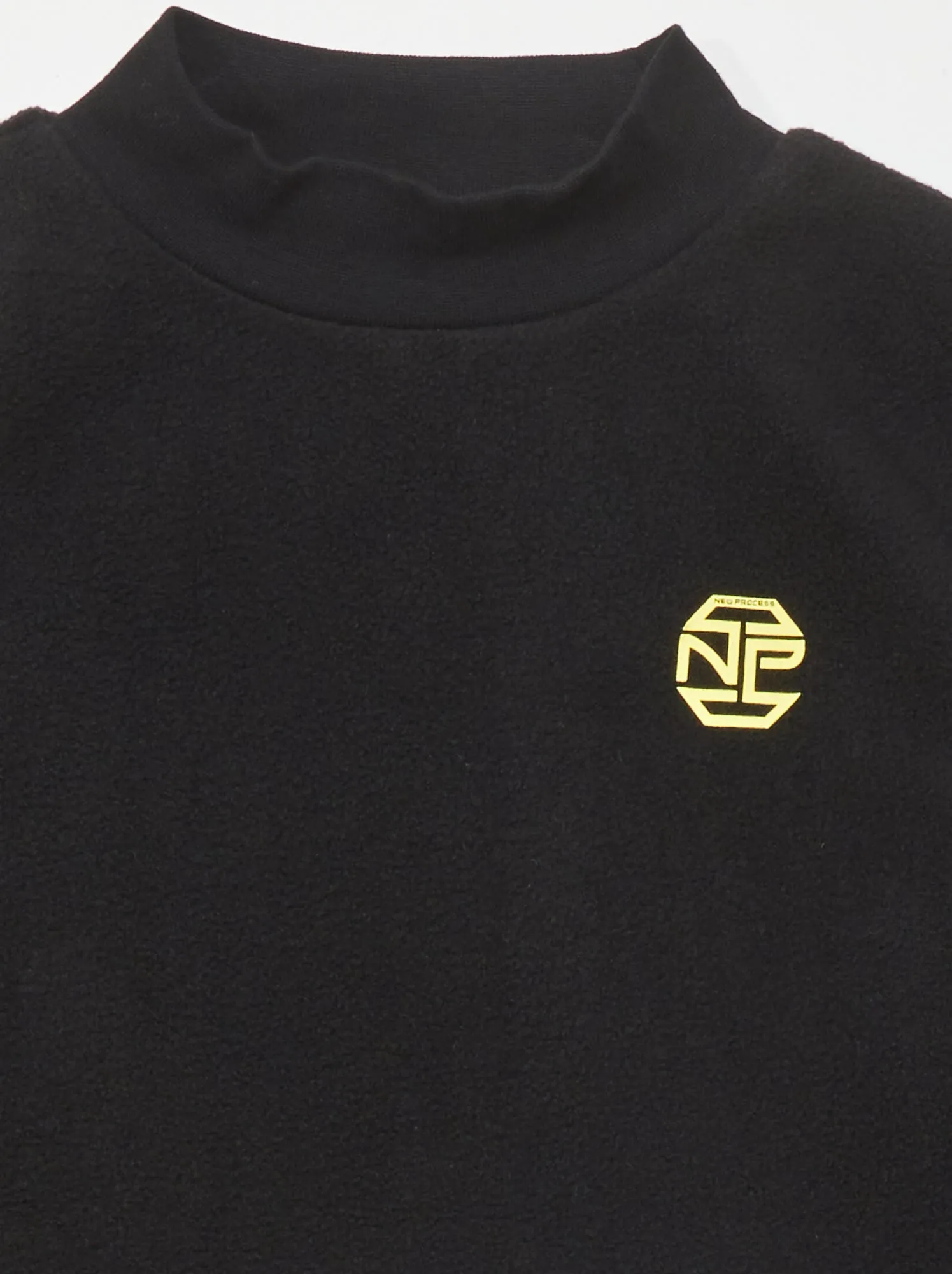 T-shirt a maniche lunghe in maglia in pile - NERO