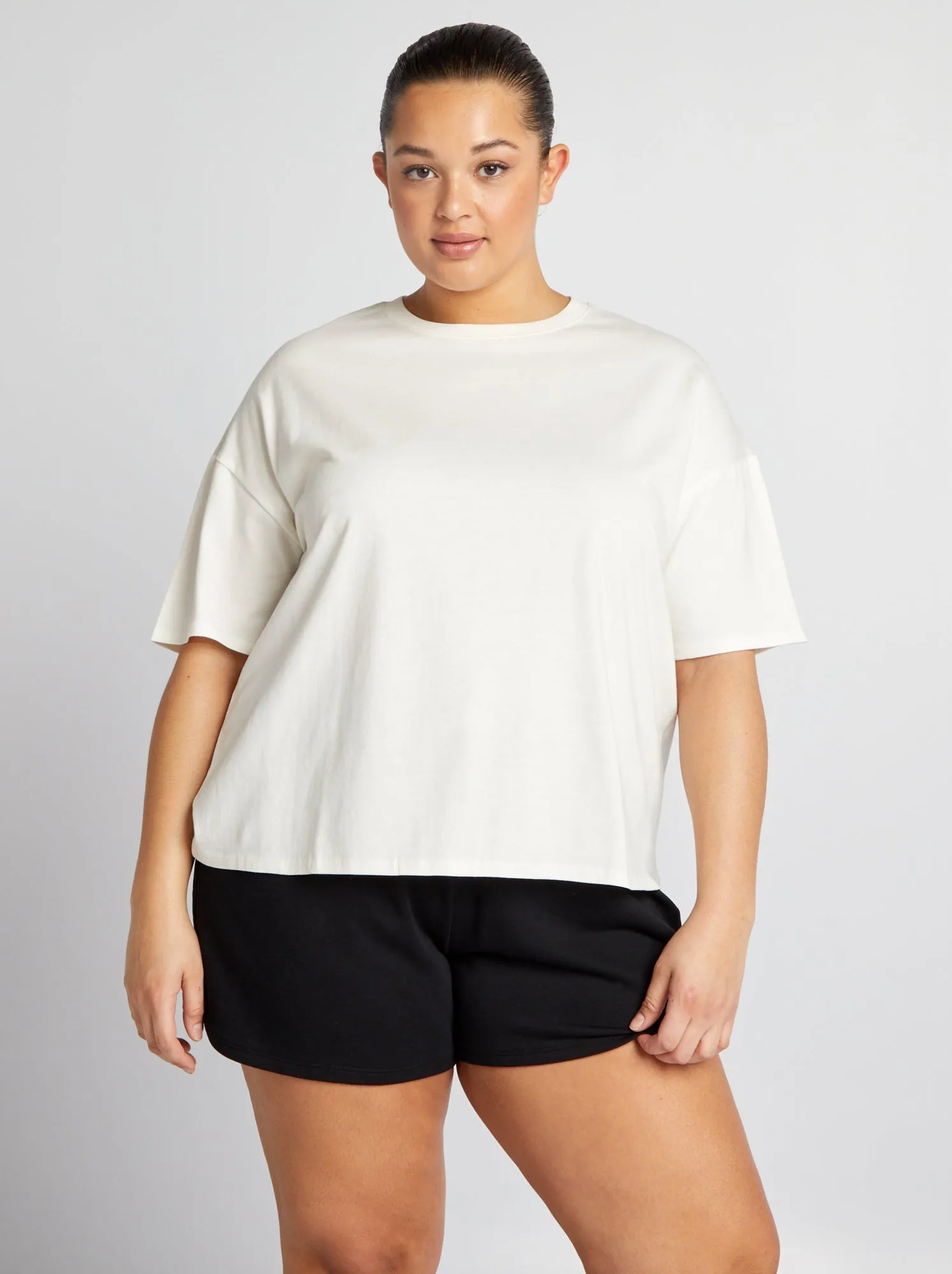 T-shirt basica a spalla scesa - Tough Cotton - BIANCO