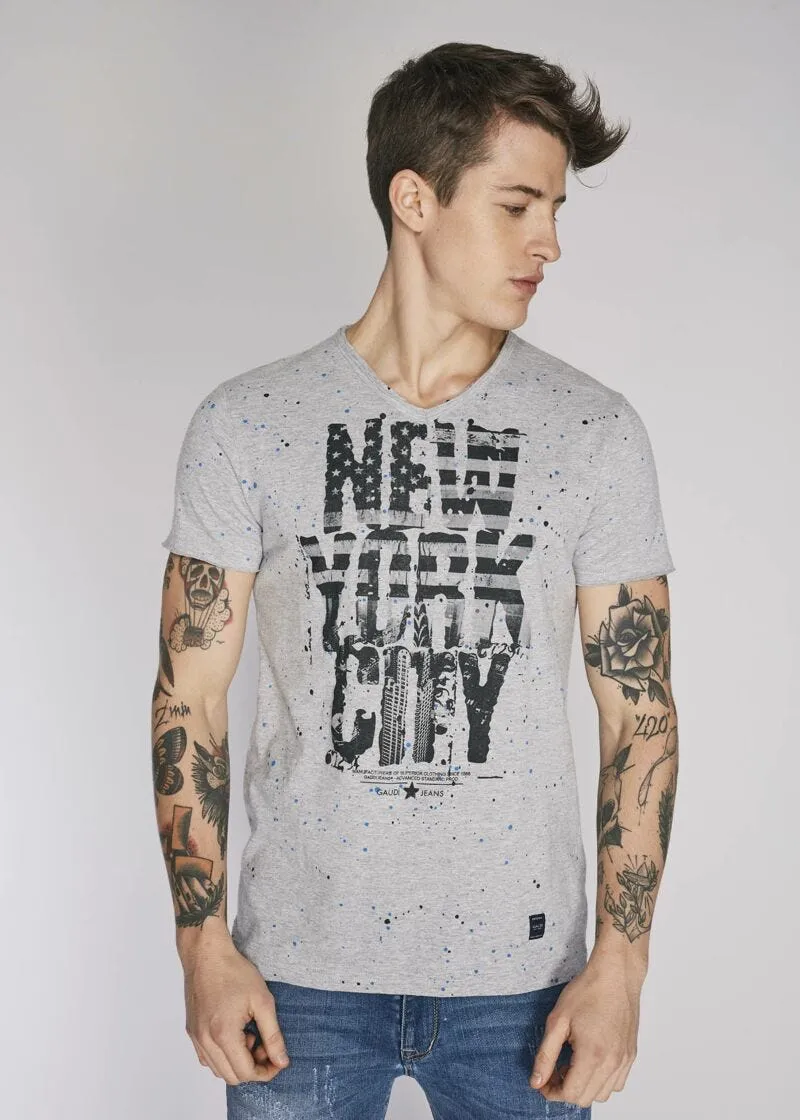 T-shirt in cotone con collo a V