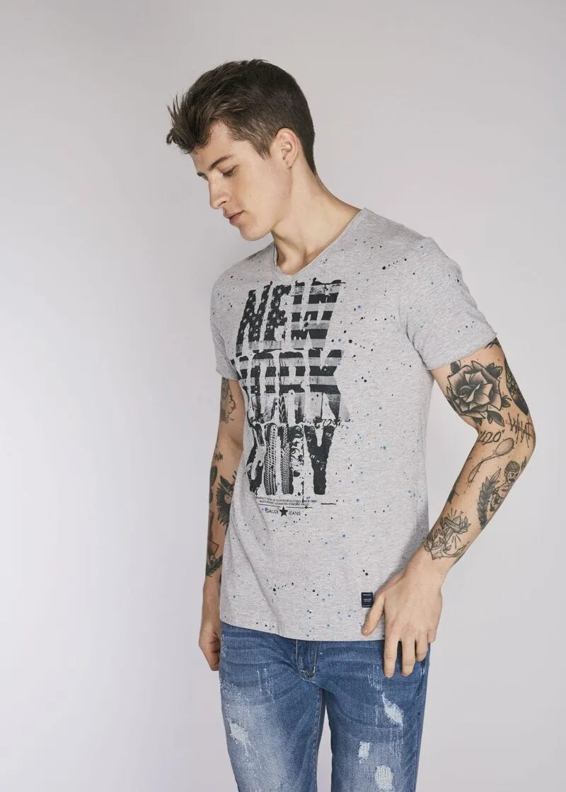 T-shirt in cotone con collo a V