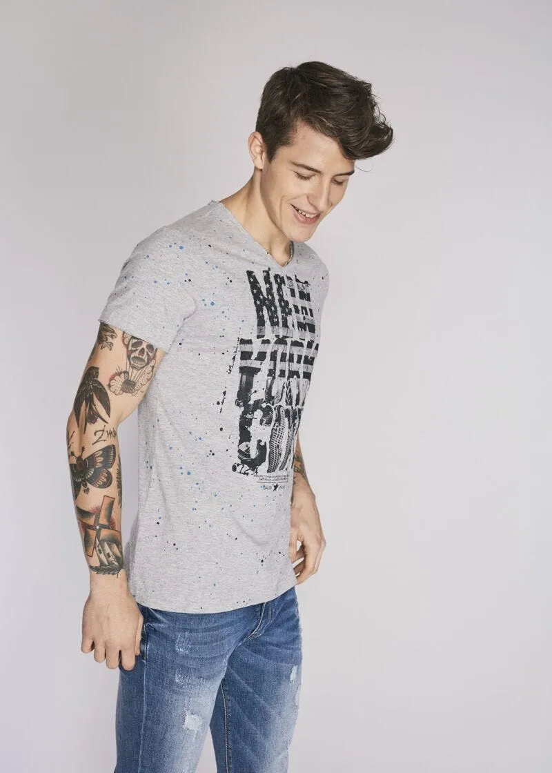 T-shirt in cotone con collo a V