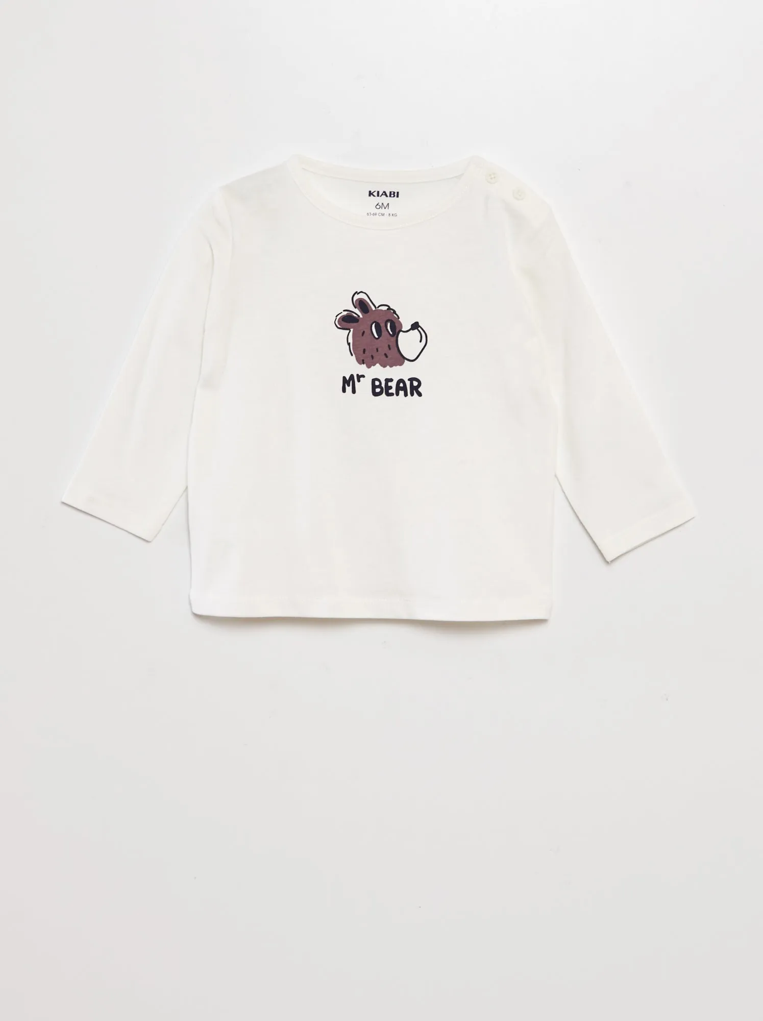 T-shirt maniche lunghe con stampa - BIANCO