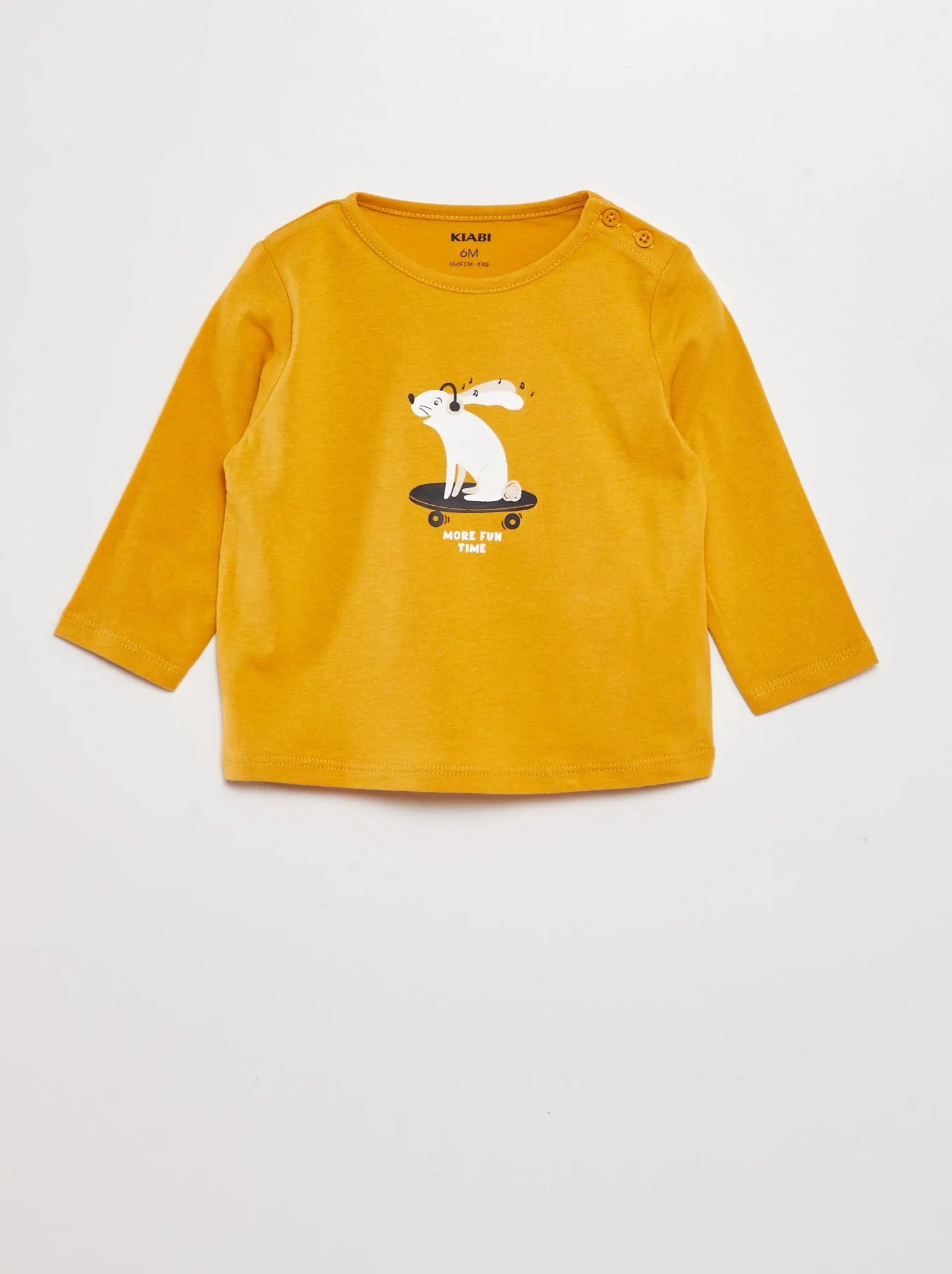 T-shirt maniche lunghe con stampa - GIALLO