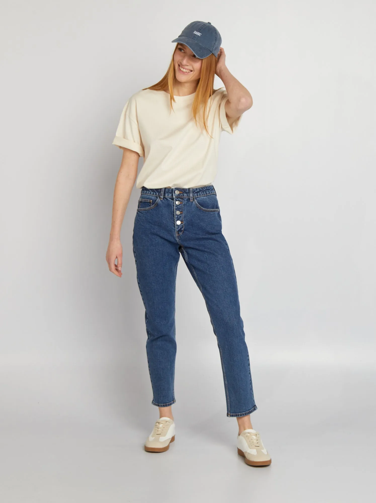 T-shirt oversize con scollo tondo - BIANCO