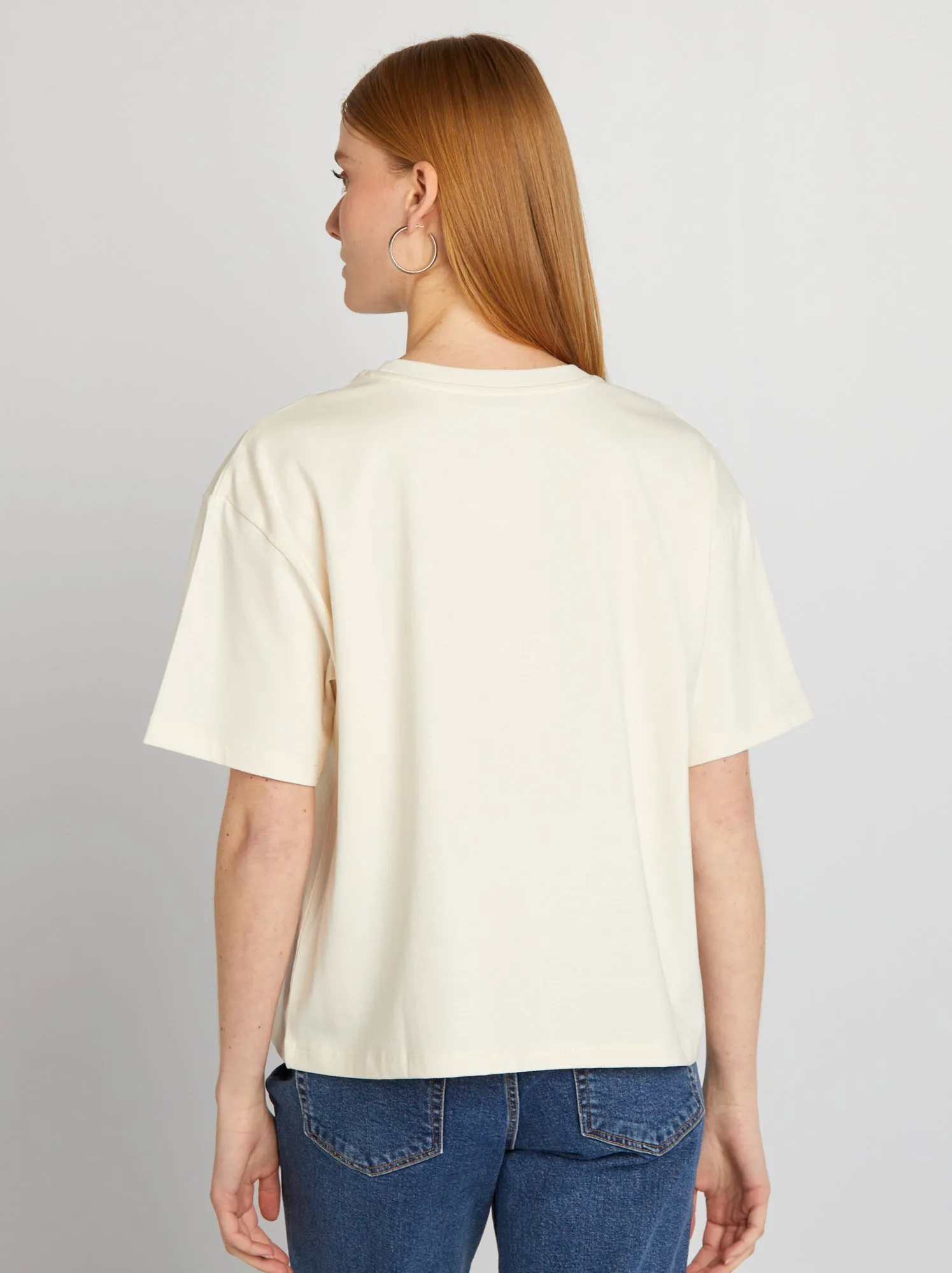T-shirt oversize con scollo tondo - BIANCO