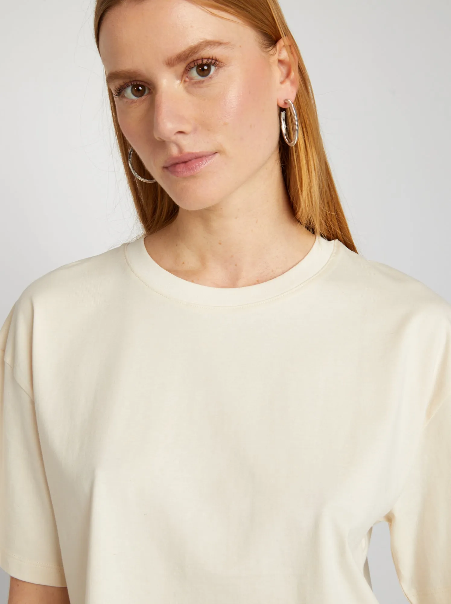 T-shirt oversize con scollo tondo - BIANCO