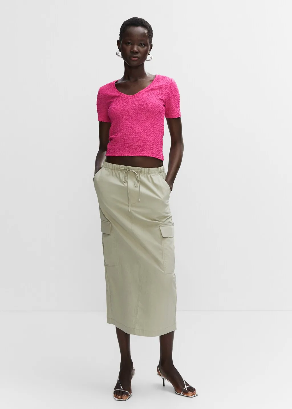T-shirt texture collo a V