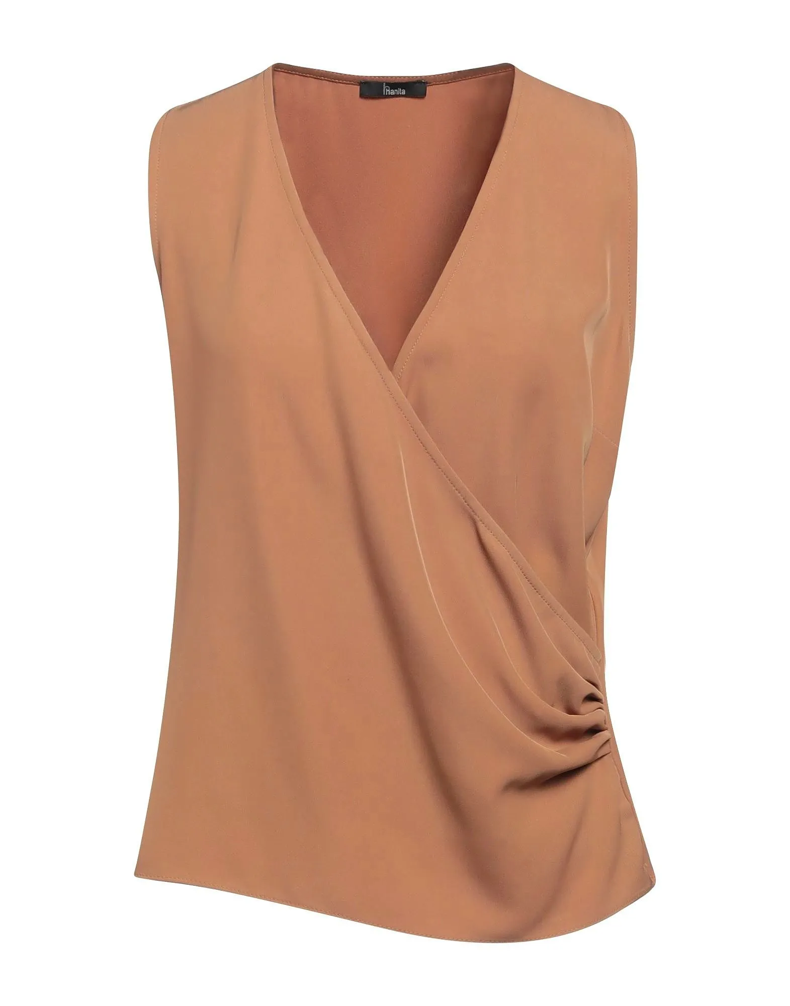 TOP CAMMELLO IN RASO