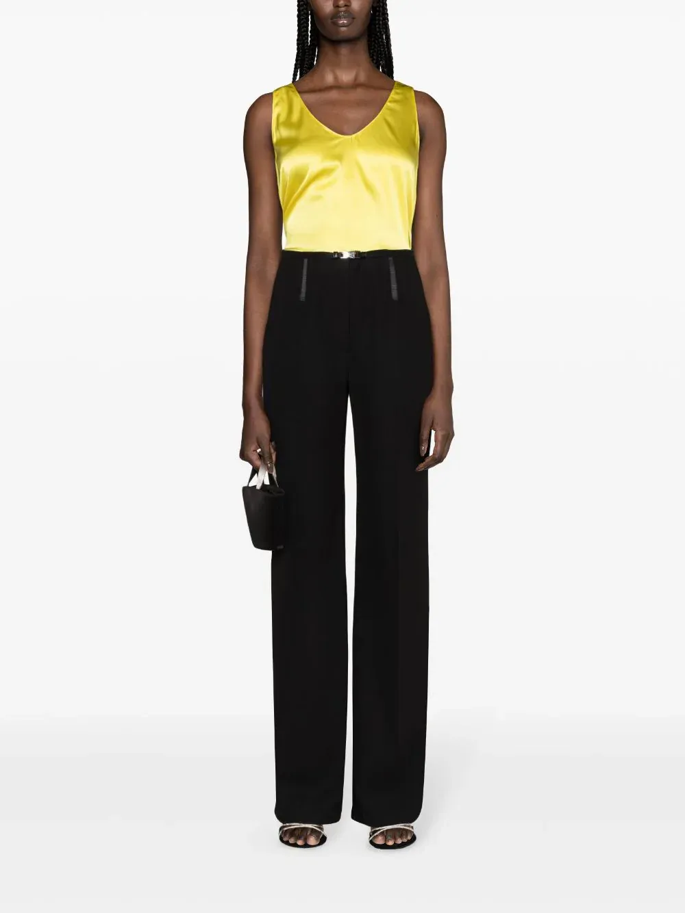 TOP "MARZEMINO" GIALLO IN SATIN STRETCH