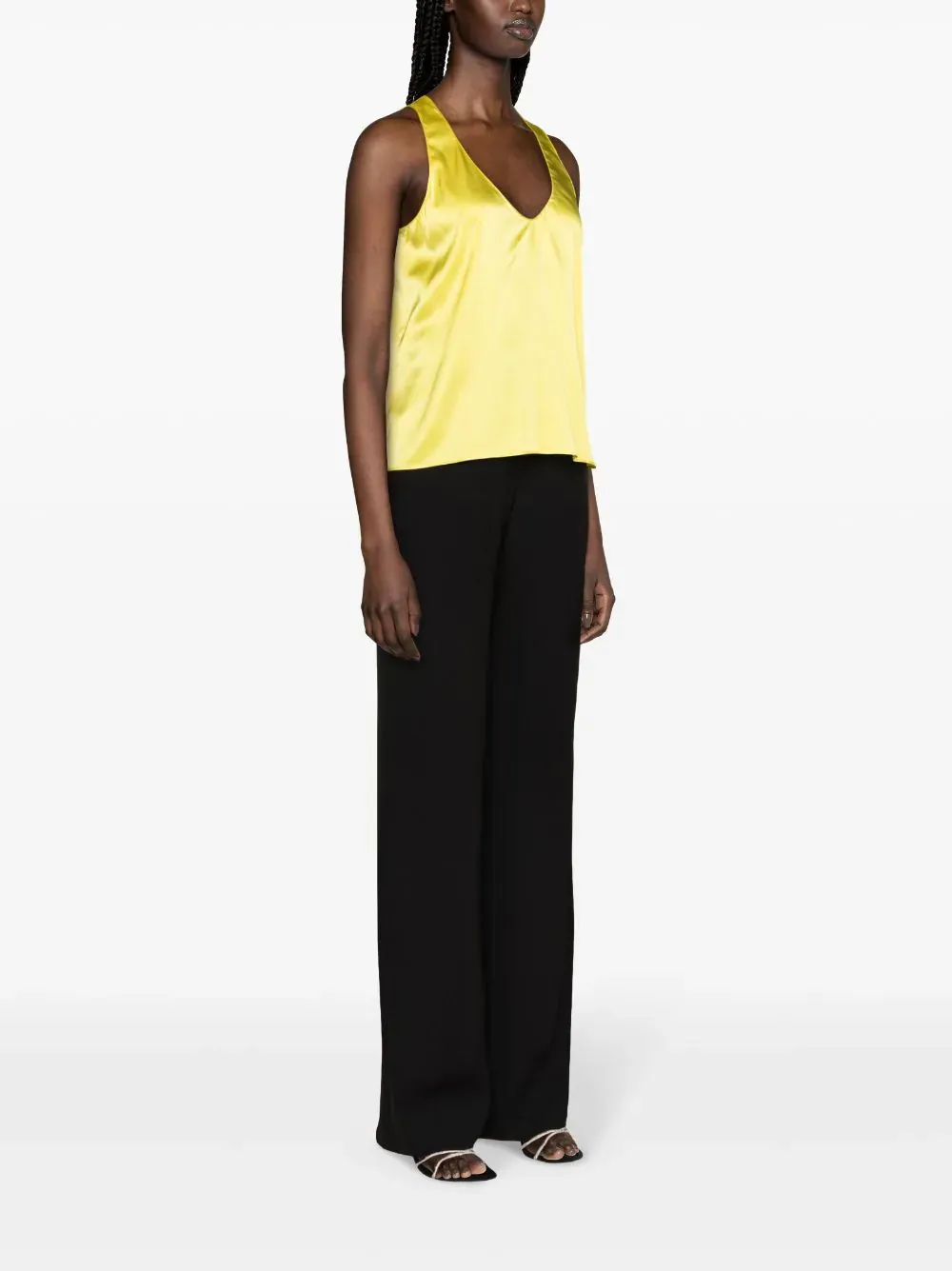 TOP "MARZEMINO" GIALLO IN SATIN STRETCH