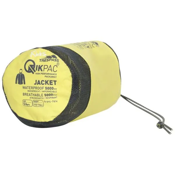 TRESPASS QIKPAC KIDS JACKET Yellow Giacca impermeabile jr