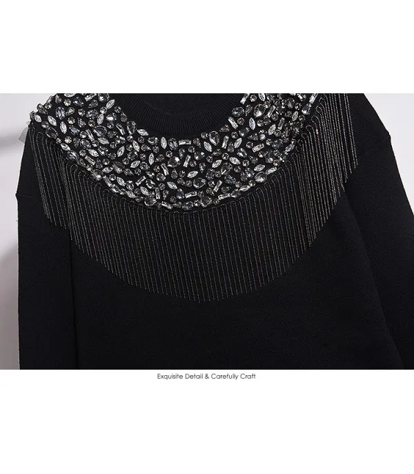Tuta in maglia fringe & strass