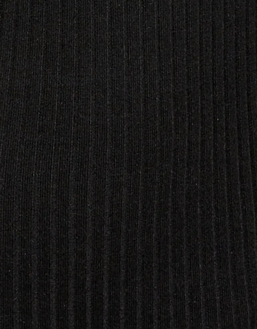Vestito Midi In Maglia a Costine Nero  