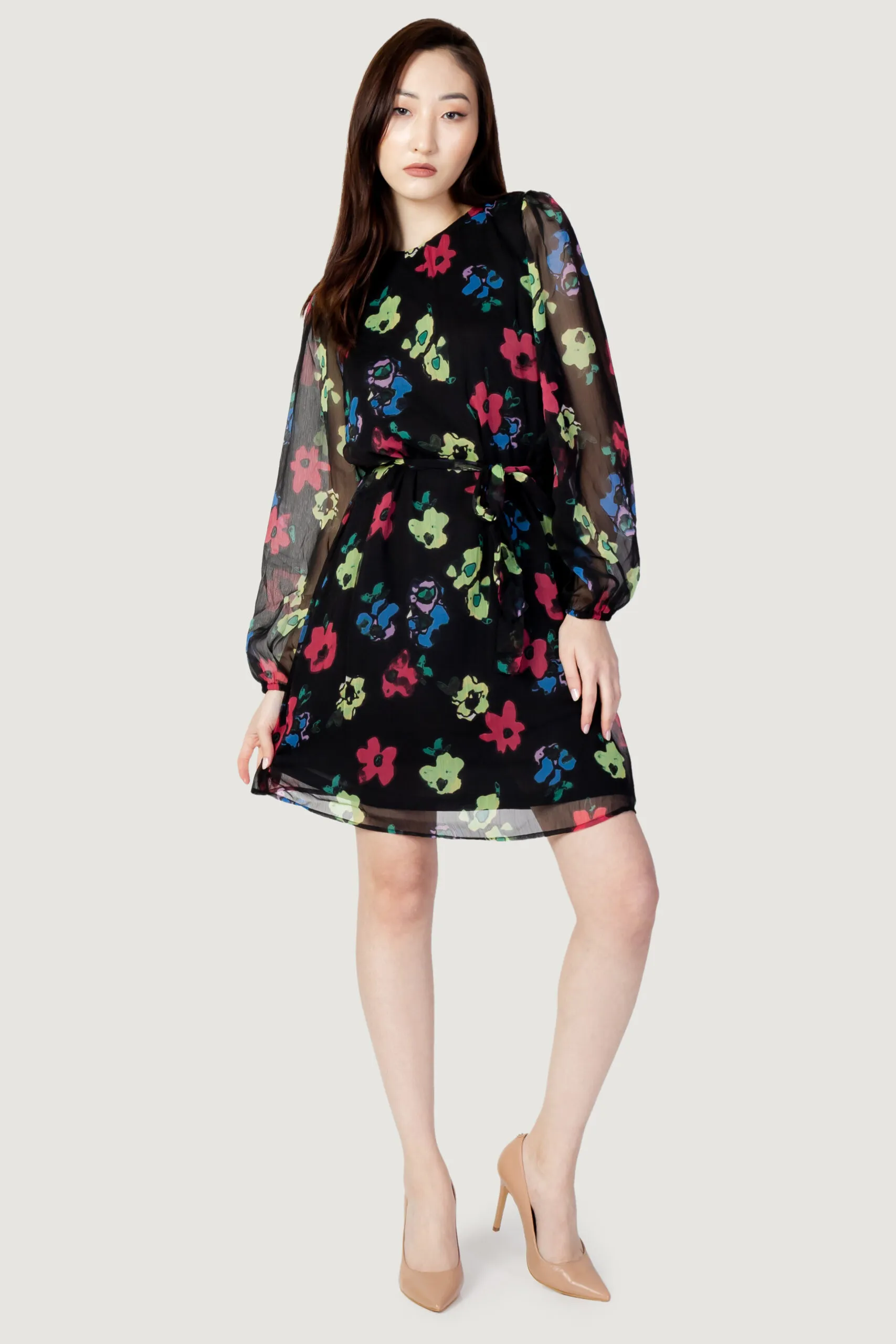 Vestito midi Jacqueline de Yong jdyrosa l/s belt wvn Nero