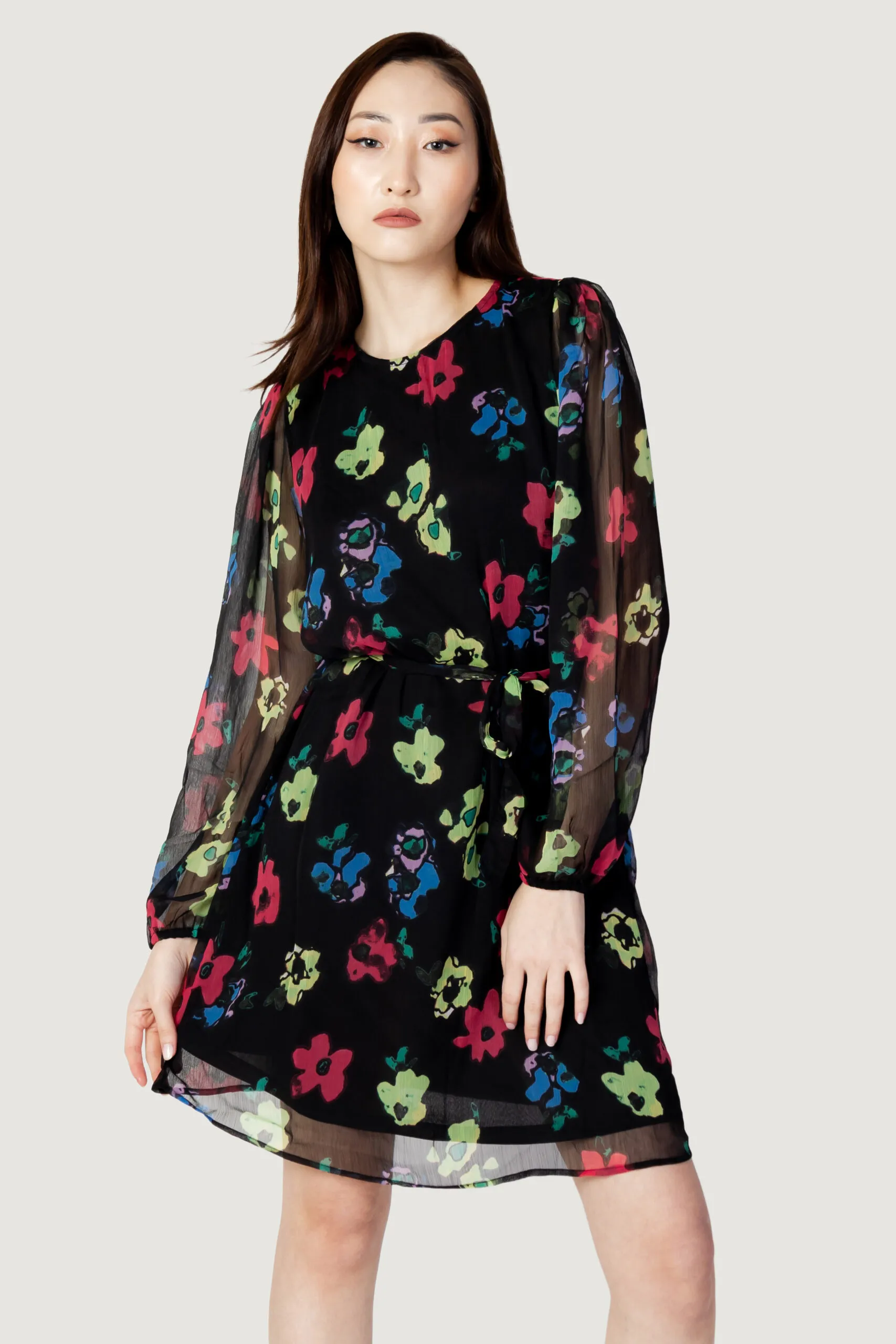 Vestito midi Jacqueline de Yong jdyrosa l/s belt wvn Nero
