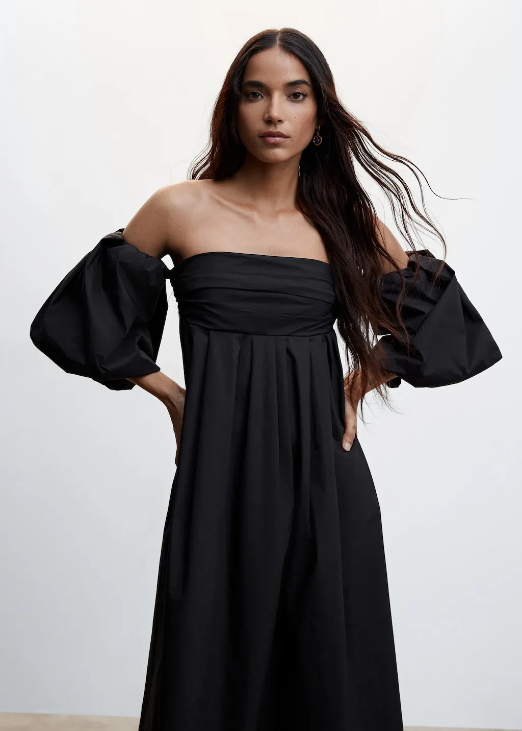 Vestito midi maniche a palloncino