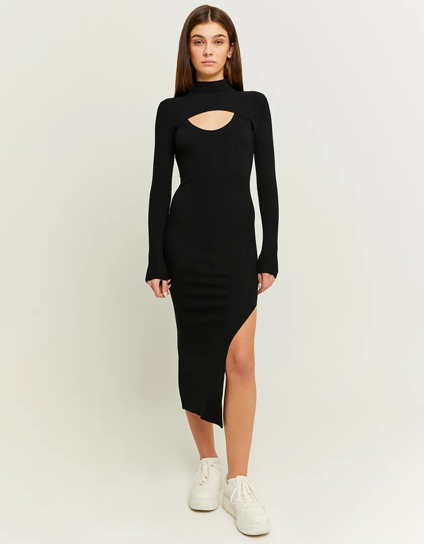 Vestito Midi Nero in Maglia  