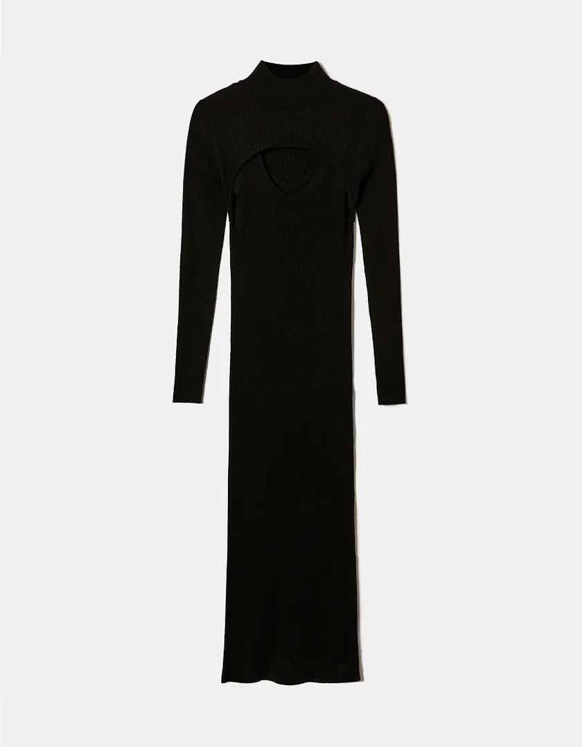 Vestito Midi Nero in Maglia  
