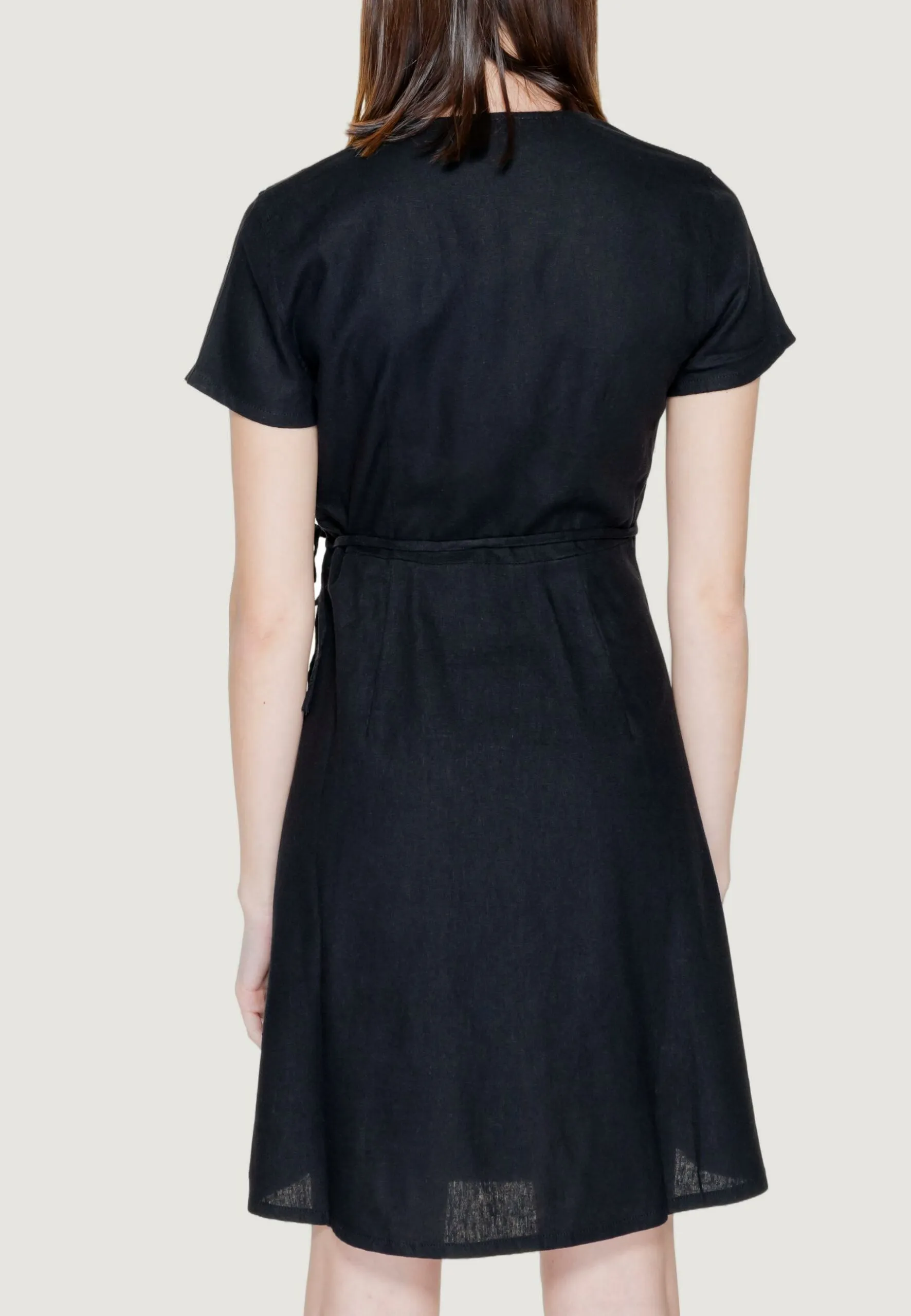 Vestito midi Only Onladdiction-Caro S/S Linen Cc Nero
