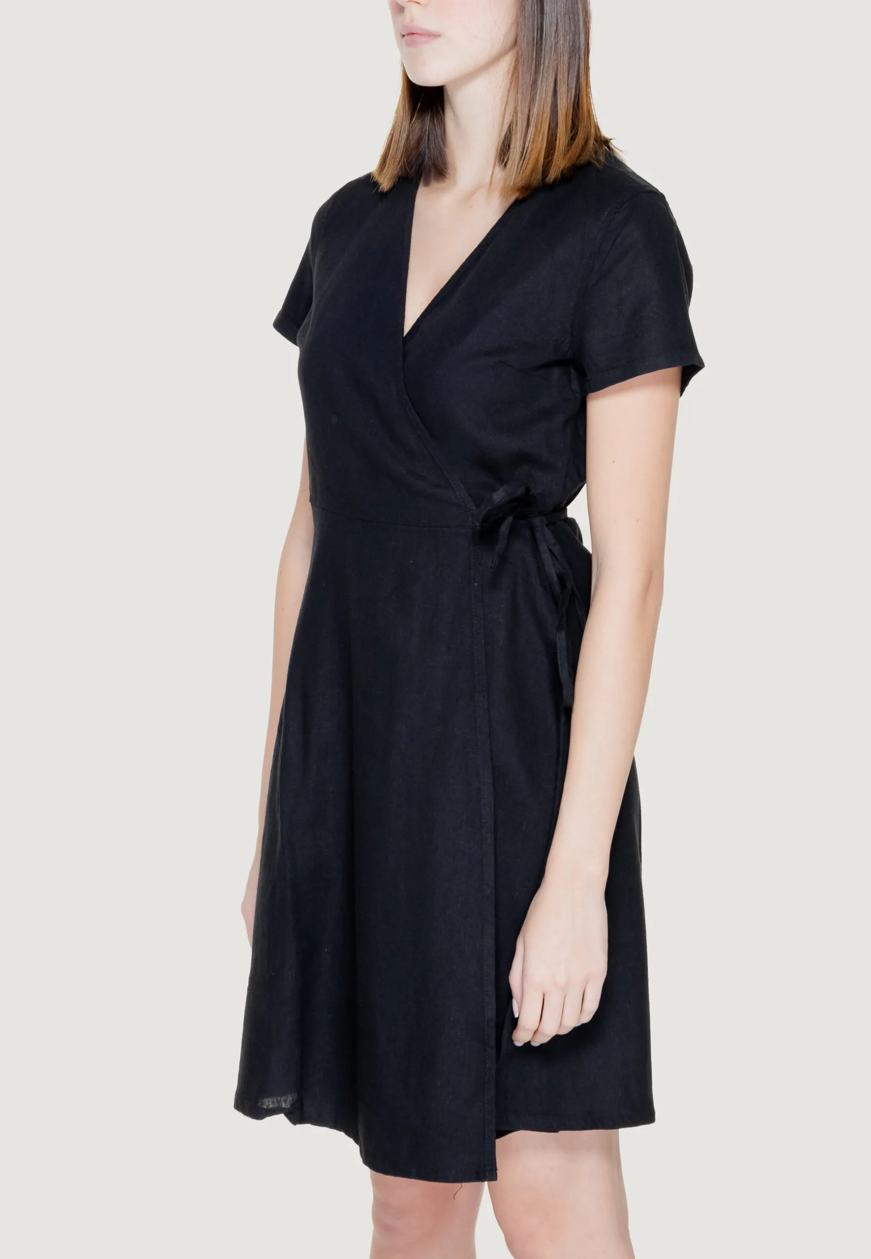 Vestito midi Only Onladdiction-Caro S/S Linen Cc Nero