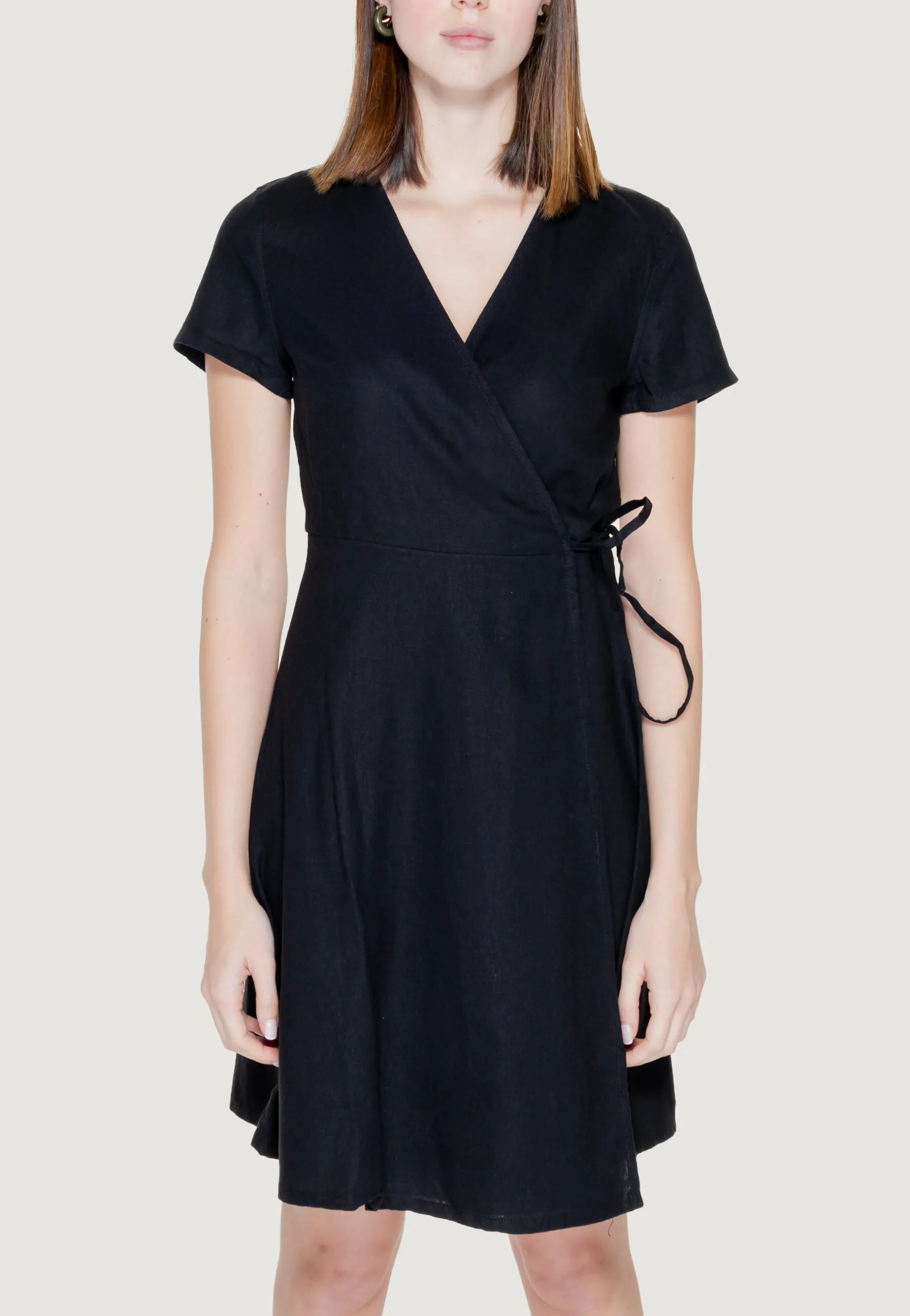 Vestito midi Only Onladdiction-Caro S/S Linen Cc Nero