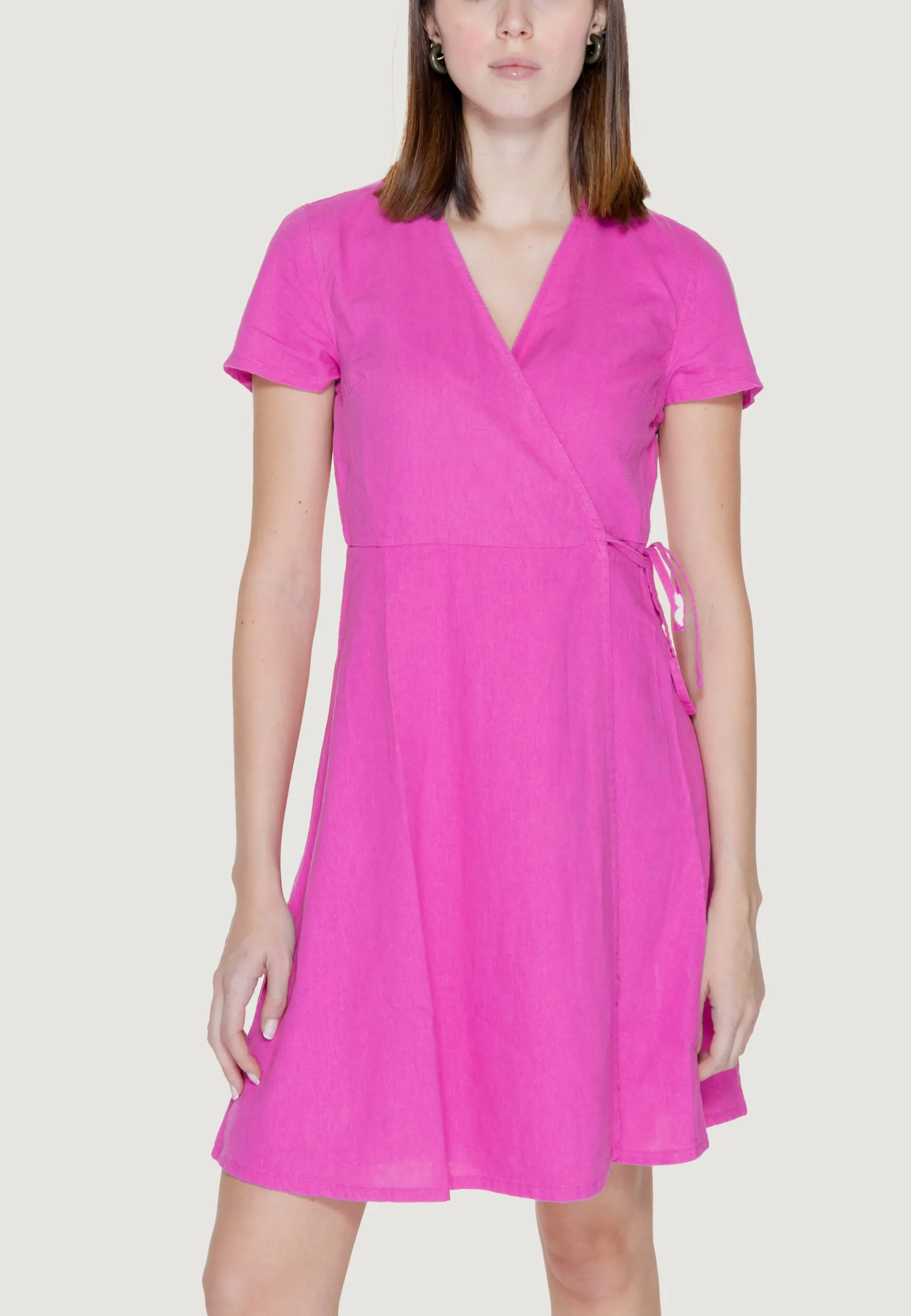 Vestito midi Only Onladdiction-Caro S/S Linen Cc Rosa