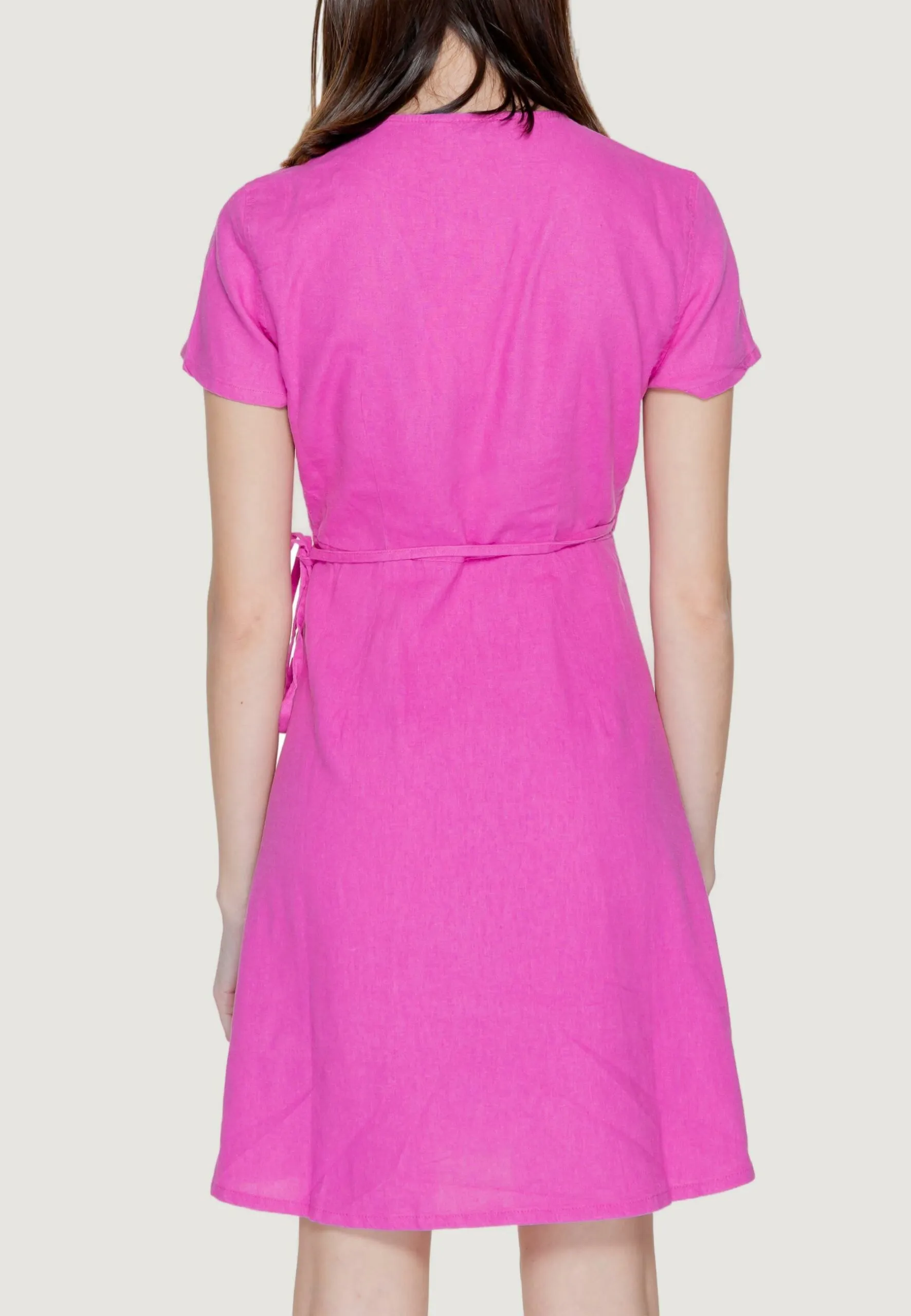 Vestito midi Only Onladdiction-Caro S/S Linen Cc Rosa