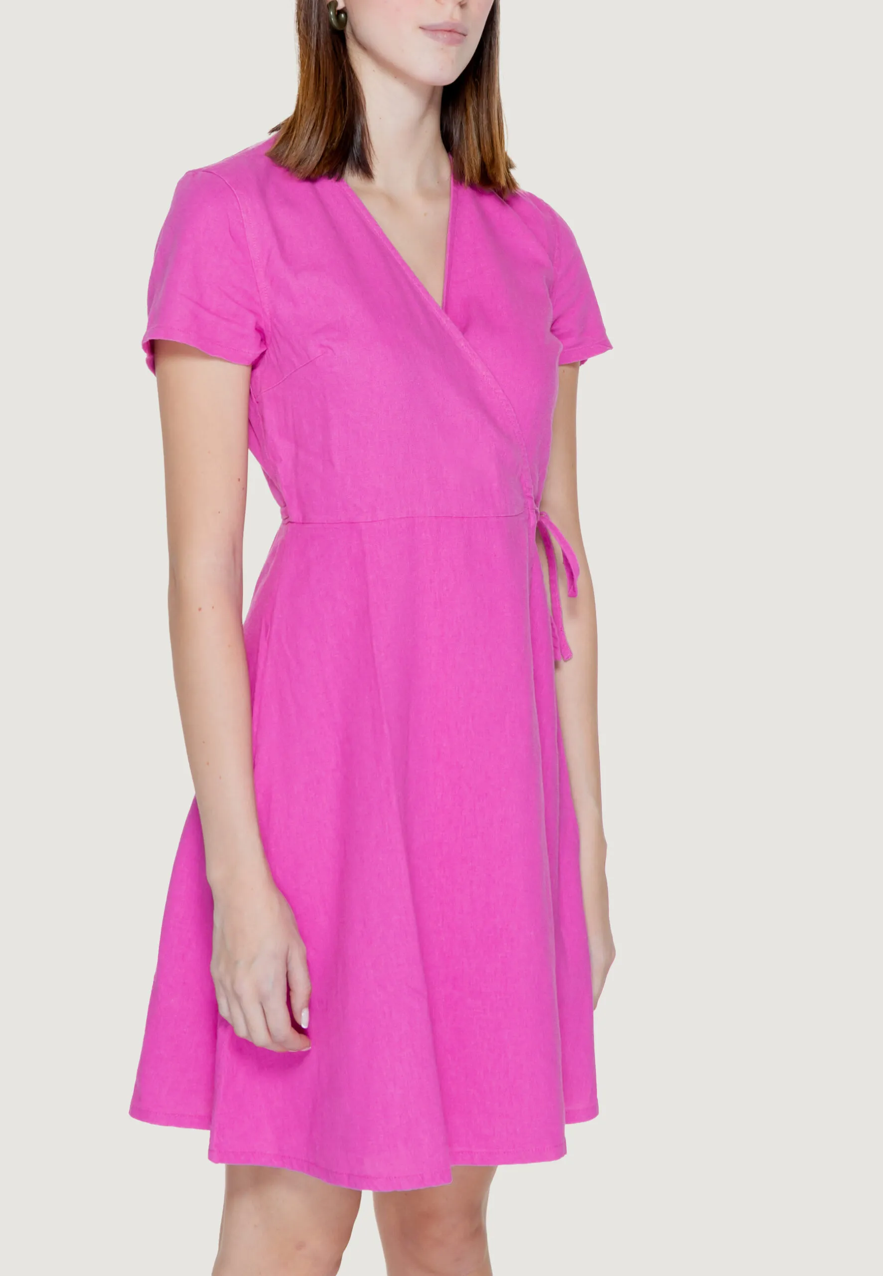 Vestito midi Only Onladdiction-Caro S/S Linen Cc Rosa