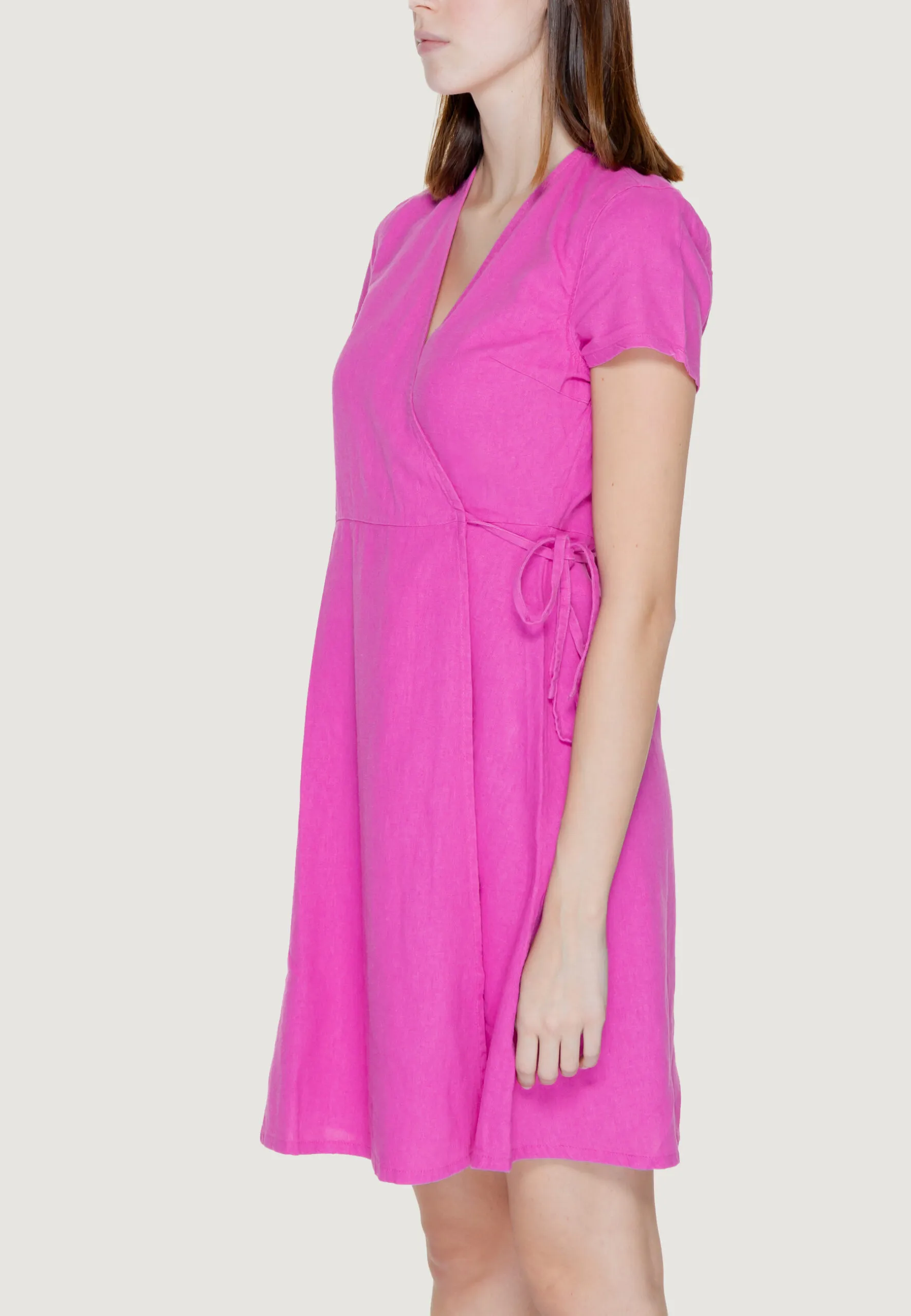 Vestito midi Only Onladdiction-Caro S/S Linen Cc Rosa