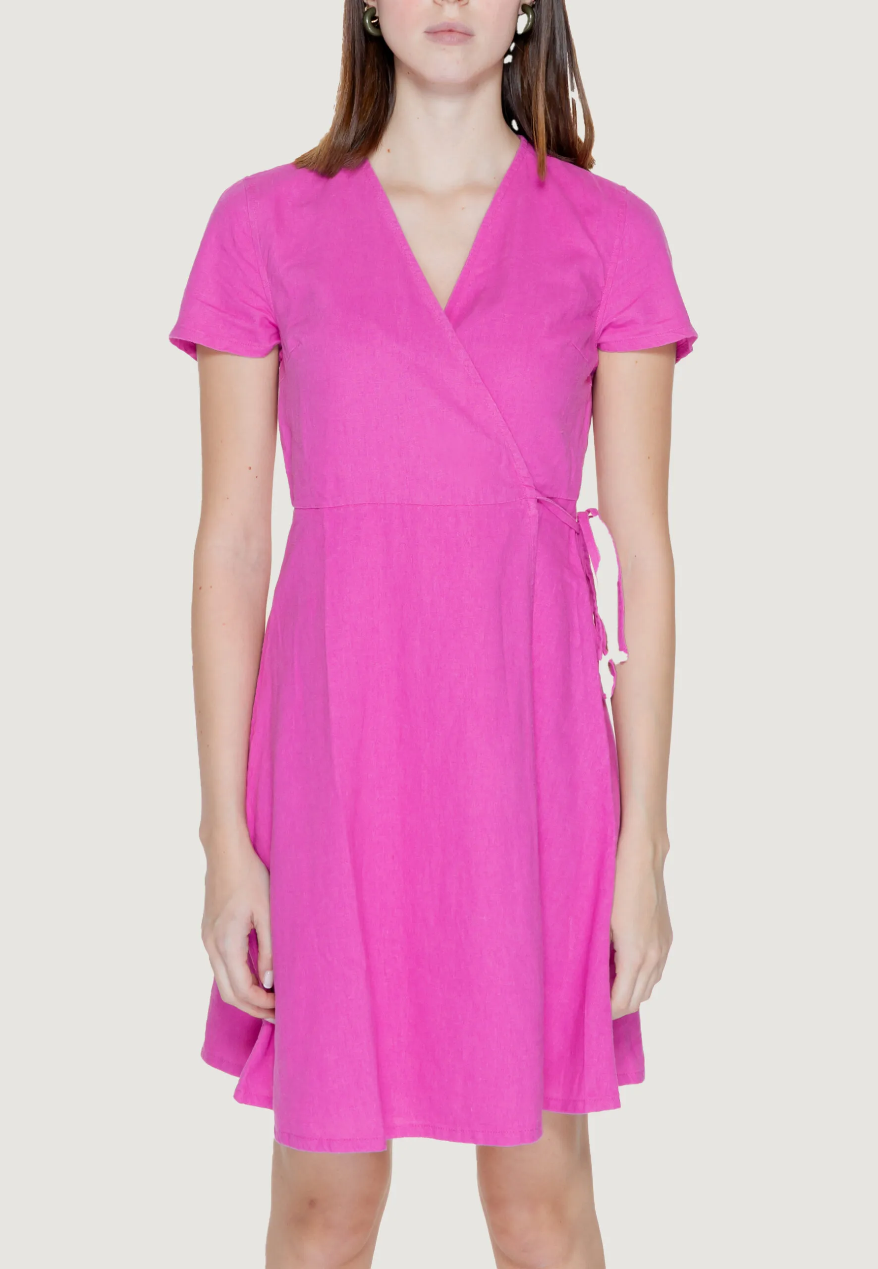 Vestito midi Only Onladdiction-Caro S/S Linen Cc Rosa