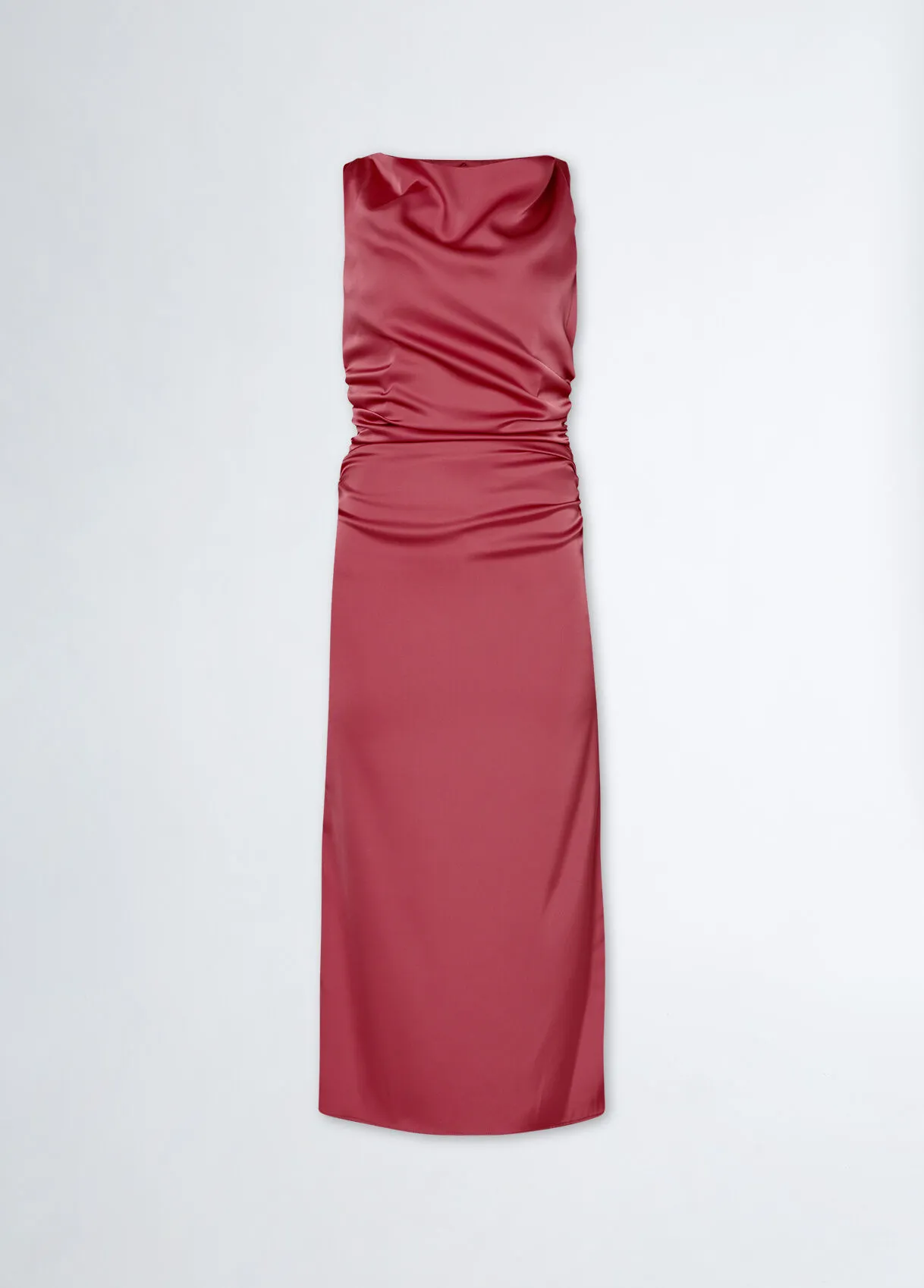 Vestito midi rosa acceso in raso