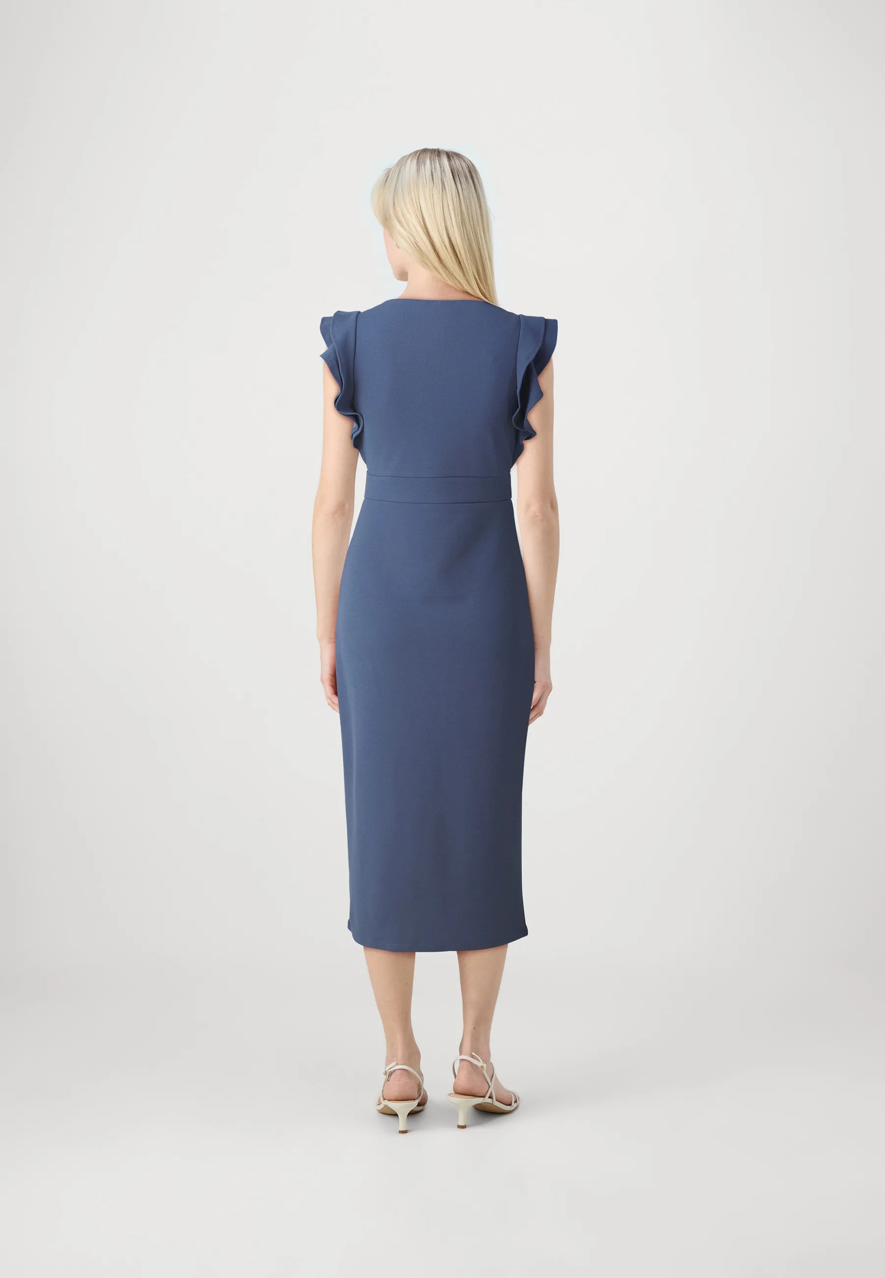 VICLARA FRILL V NECK MIDI DRESS - Vestito di maglina