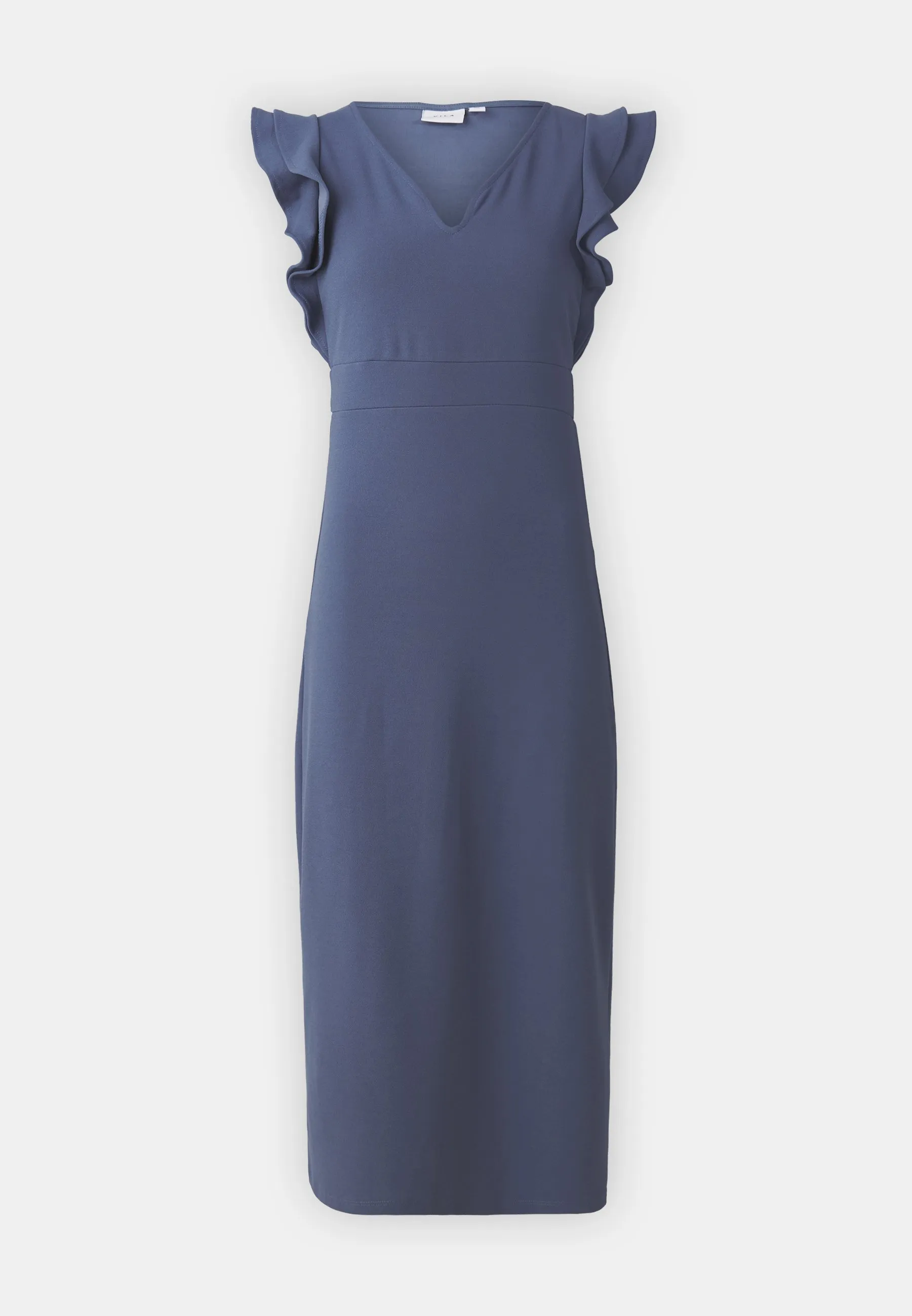 VICLARA FRILL V NECK MIDI DRESS - Vestito di maglina